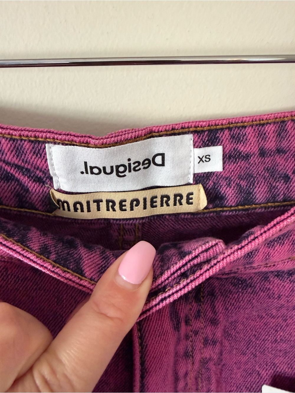 317. NWT DESIGUAL MAITREPIERRE WIDE-LEG ACID WASH JEAN - Picture 4 of 7